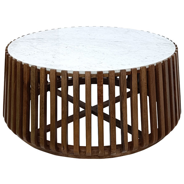 Buy the Amanda 110cm Round Coffee Table with Marble Top Online in ...