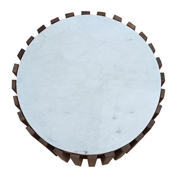 Amanda 50cm Round Lamp Table with Marble Top