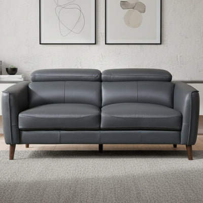 Amendola 2-Seater Leather Sofa - Grey