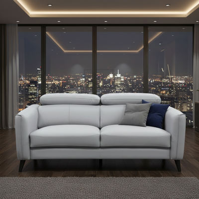 Amendola 2-Seater Leather Sofa - Silver Grey