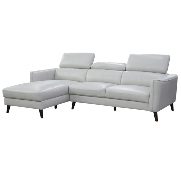 Amendola 3-Seater Leather Sofa with LHF Chaise - Silver Grey