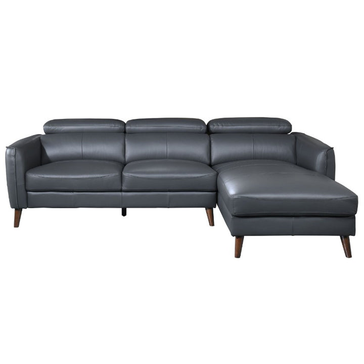 Amendola 3-Seater Leather Sofa with RHF Chaise - Grey