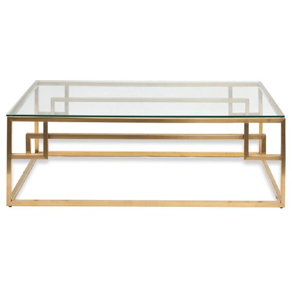 Anderson 1.2m Coffee Table - Glass Top - Brushed Gold Base