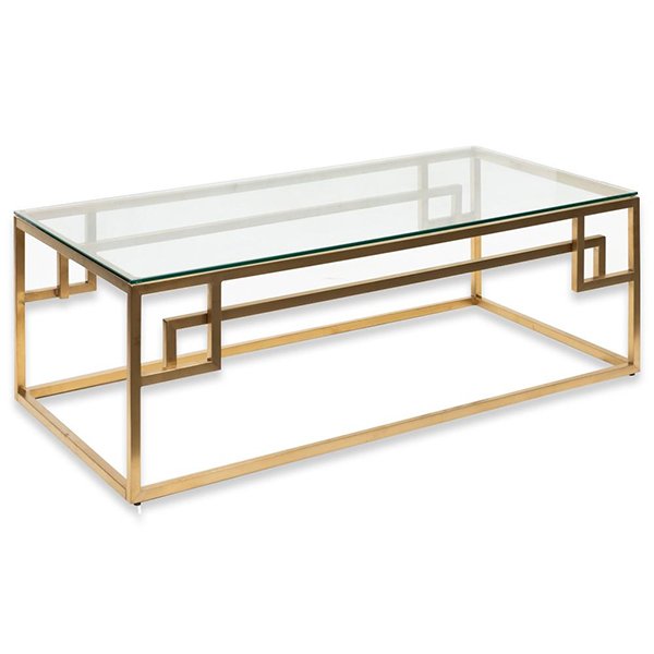 Anderson 1.2m Coffee Table - Glass Top - Brushed Gold Base