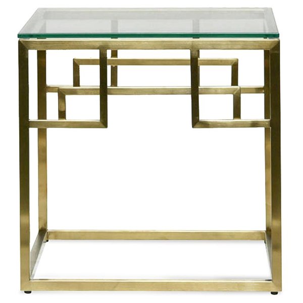 Anderson Side Table - Glass Top - Brushed Gold Base