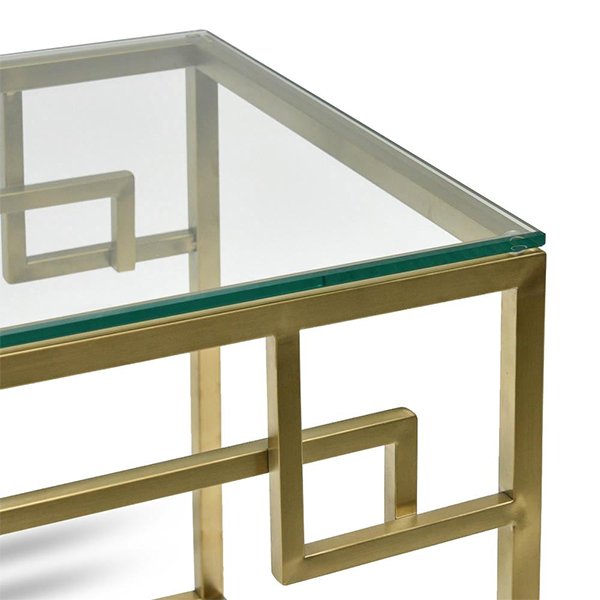 Anderson Side Table - Glass Top - Brushed Gold Base