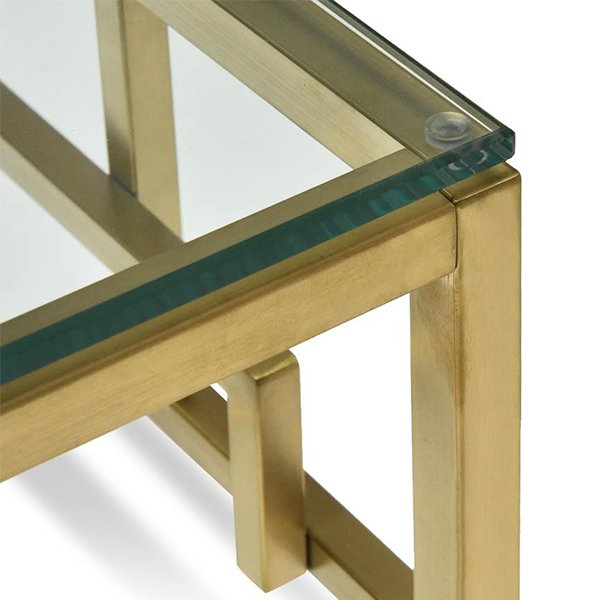 Anderson Side Table - Glass Top - Brushed Gold Base