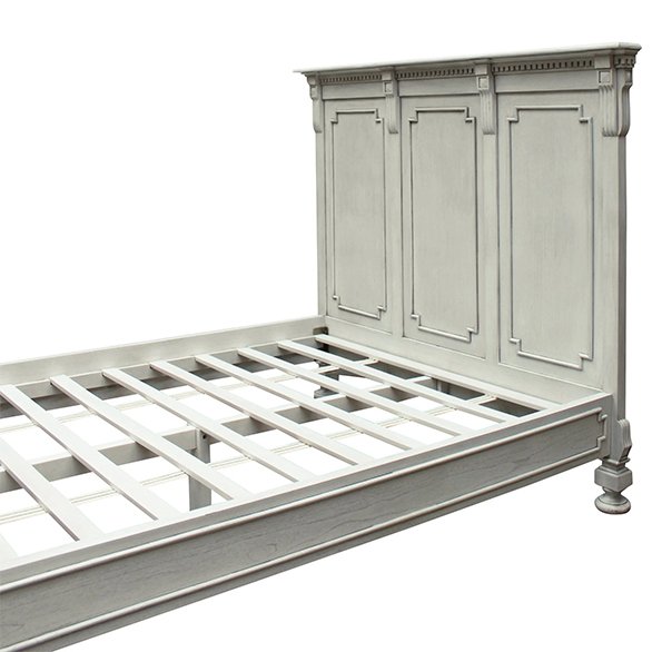 Augusta Antique White Mindi Wood King Bed Frame