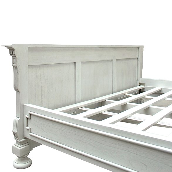 Augusta Antique White Mindi Wood King Bed Frame