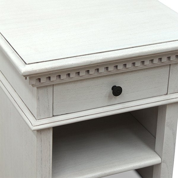 Antique White Augusta Mindi Wood Bedside Table