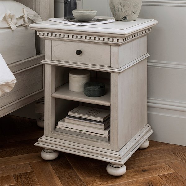 Antique White Augusta Mindi Wood Bedside Table