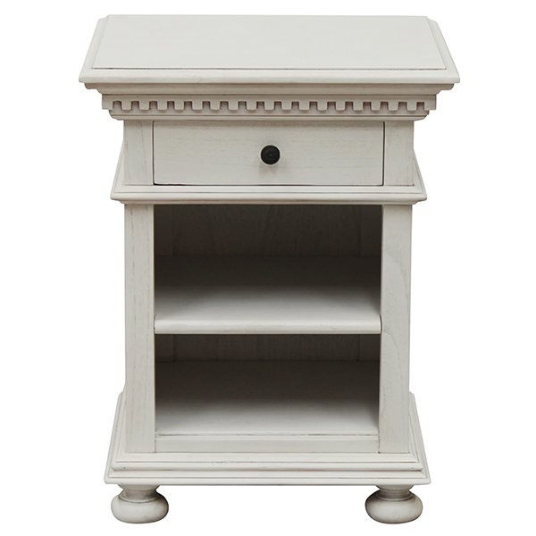 Antique White Augusta Mindi Wood Bedside Table