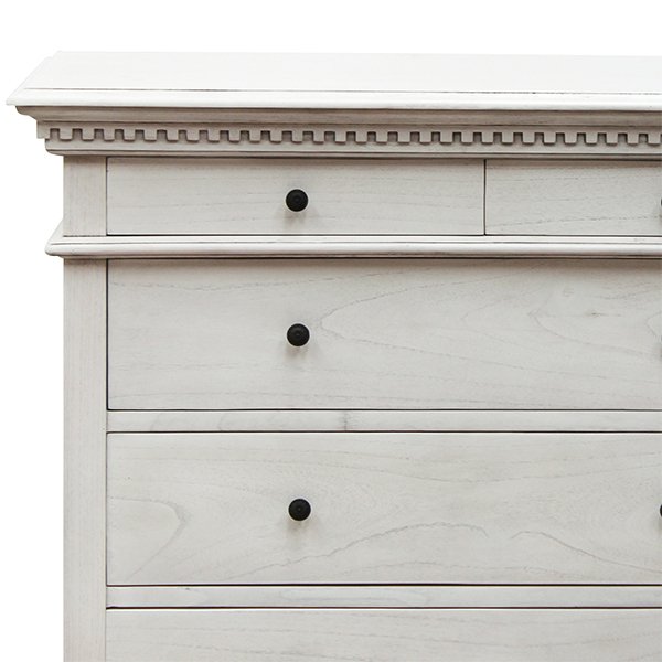 Antique White Augusta Mindi Wood Chest of Drawers