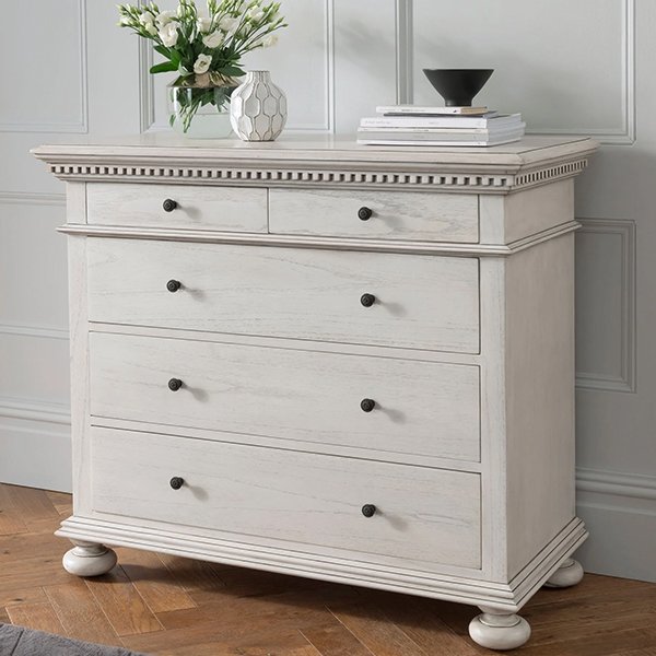 Antique White Augusta Mindi Wood Chest of Drawers