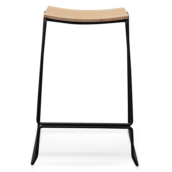 Apollo Bar Stool - Natural Timber Seat with Black Frame