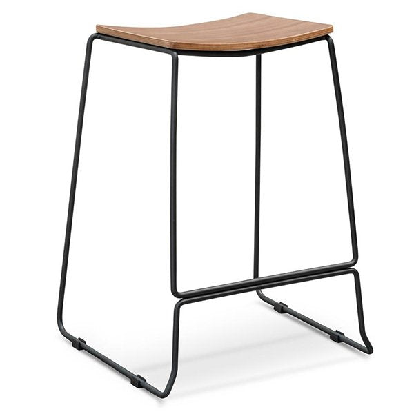 Apollo Bar Stool With Walnut Timber Seat - Black Frame