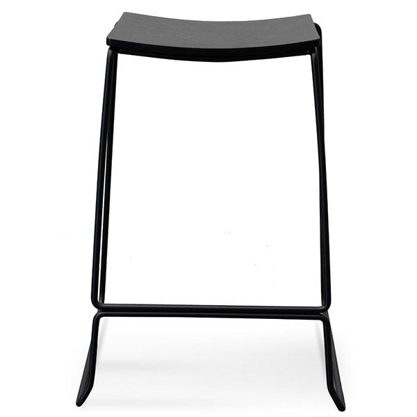 Apollo Timber Seat Bar Stool - Full Black