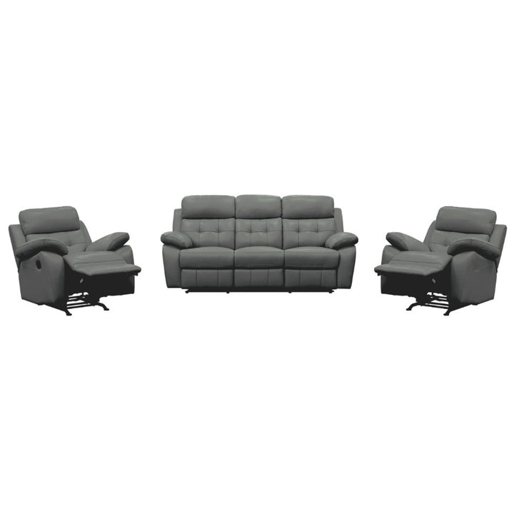 Aquilla Leather Recliner Sofa Set - Grey