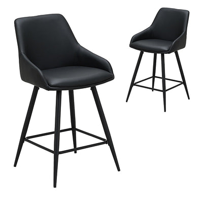 Argostoli Set of 2 Bar Stool - Black Eco Leather