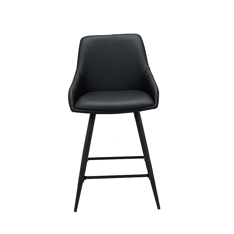Argostoli Set of 2 Bar Stool - Black Eco Leather