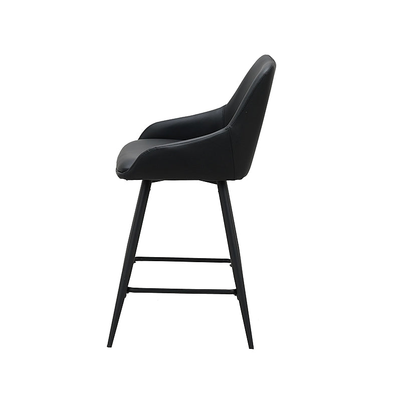 Argostoli Set of 2 Bar Stool - Black Eco Leather