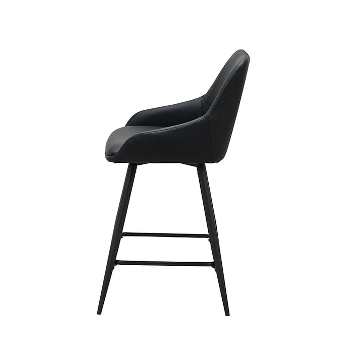 Argostoli Set of 2 Bar Stool - Black Eco Leather