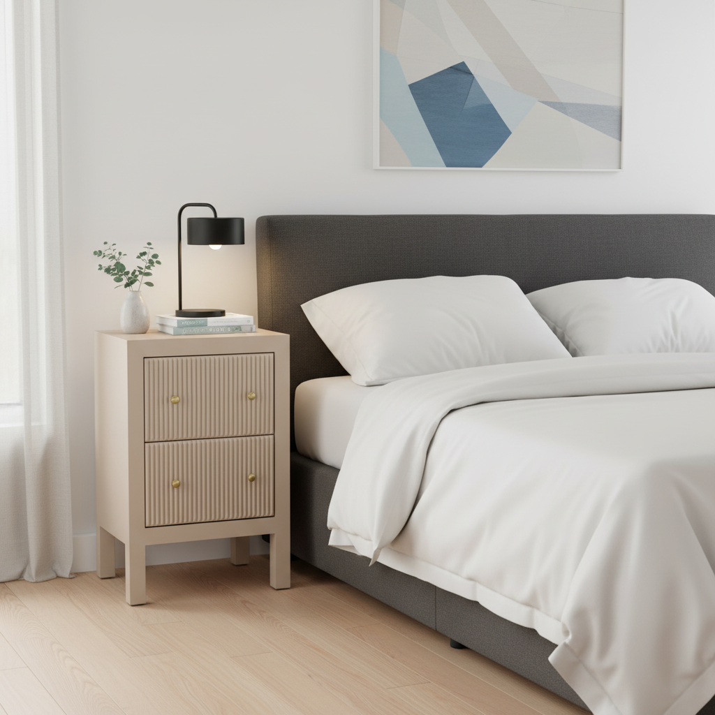 Ariana Bedside Table - Petite Beige