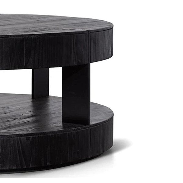 Arisha 100cm Round Coffee Table - Full Black