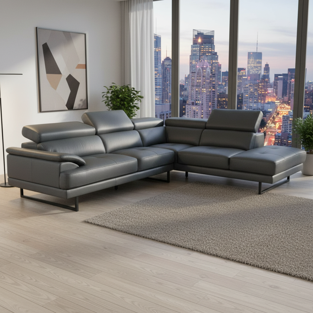 Arizona Premium Leather Chaise Sofa