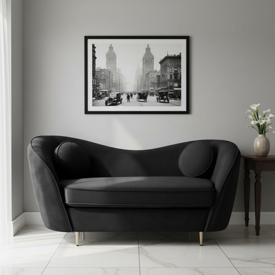 Arkisha 2 Seater Velvet Sofa - Black