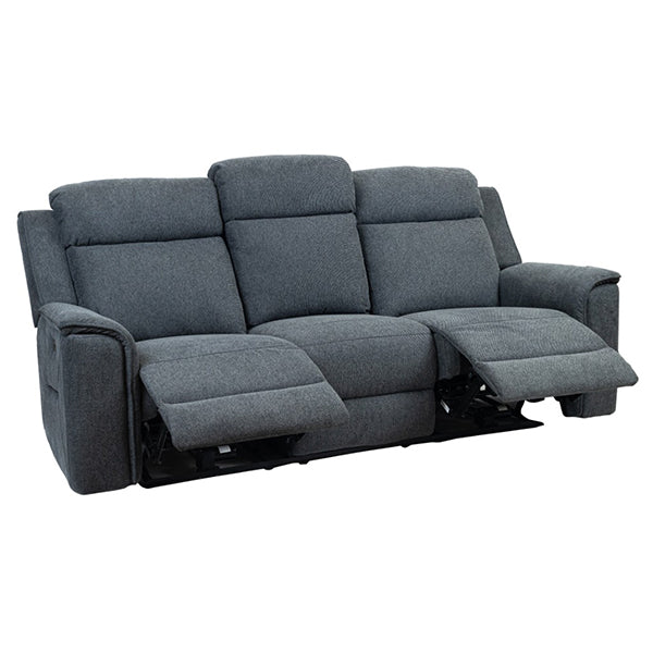 Adelong 3 Seater Fabric Electric Recliner Sofa - Charcoal