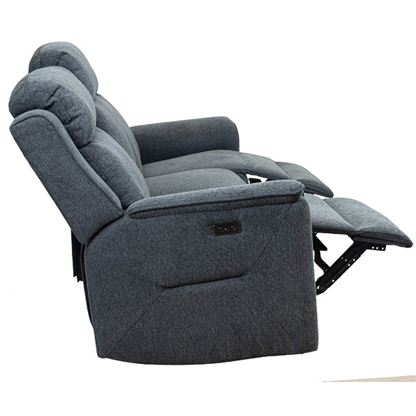 Adelong 3 Seater Fabric Electric Recliner Sofa - Charcoal