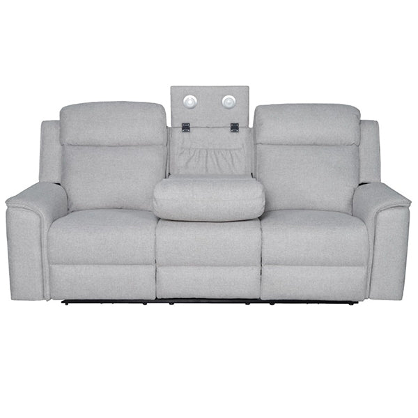 Adelong 3 Seater Fabric Electric Recliner Sofa - Light Grey