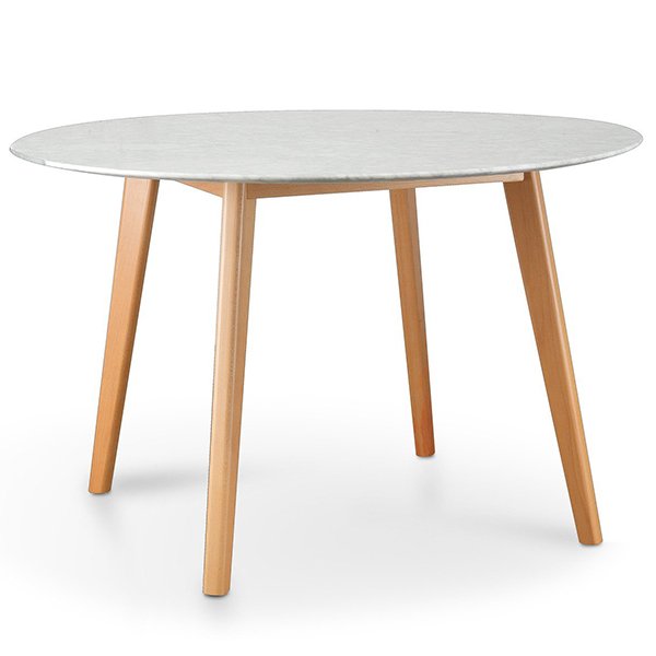 Aron 120cm Round Marble Dining Table - Natural Base
