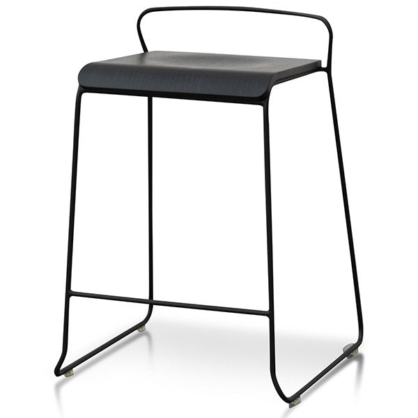 Arturo 65cm Wooden Seat Bar Stool - Black