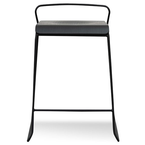 Arturo 65cm Wooden Seat Bar Stool - Black