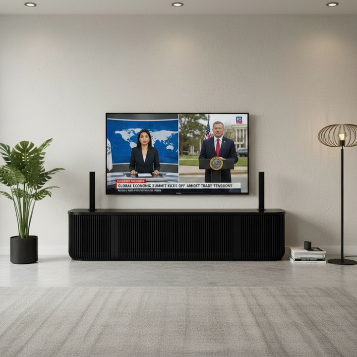 Arvena 2.15m TV Entertainment Unit - Black Stain
