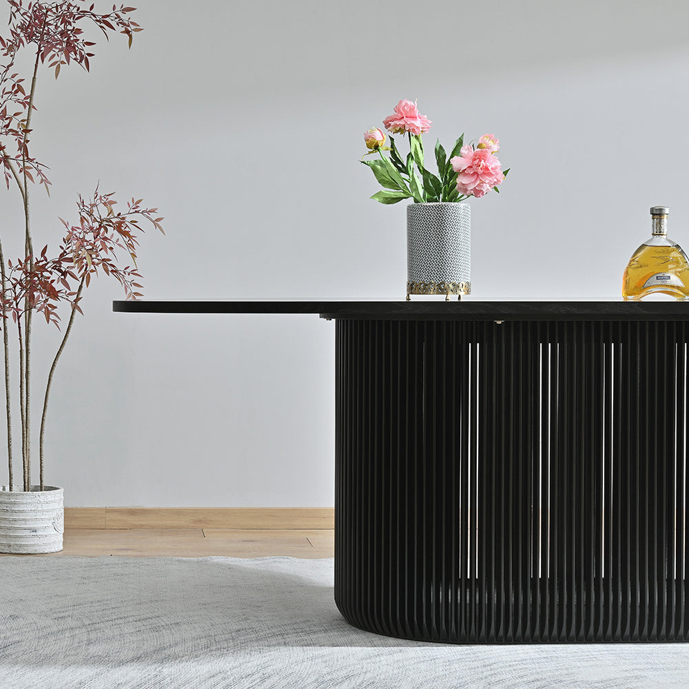 Arvena 2.2m Oval Dining Table - Black Stain