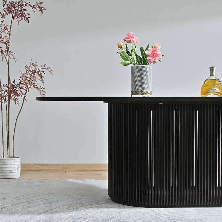 Arvena 2.2m Oval Dining Table - Black Stain