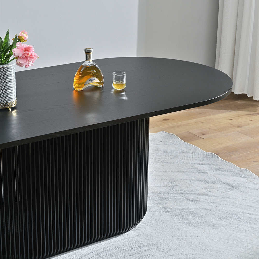 Arvena 2.2m Oval Dining Table - Black Stain