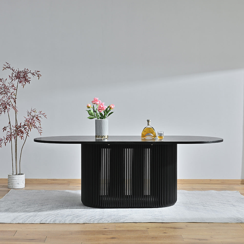 Arvena 2.2m Oval Dining Table - Black Stain