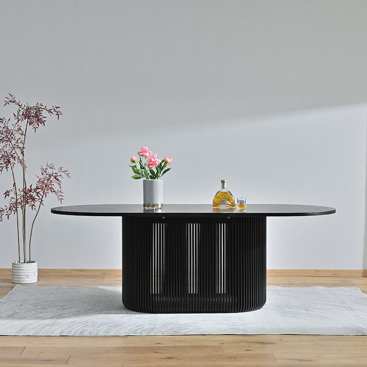 Arvena 2.2m Oval Dining Table - Black Stain