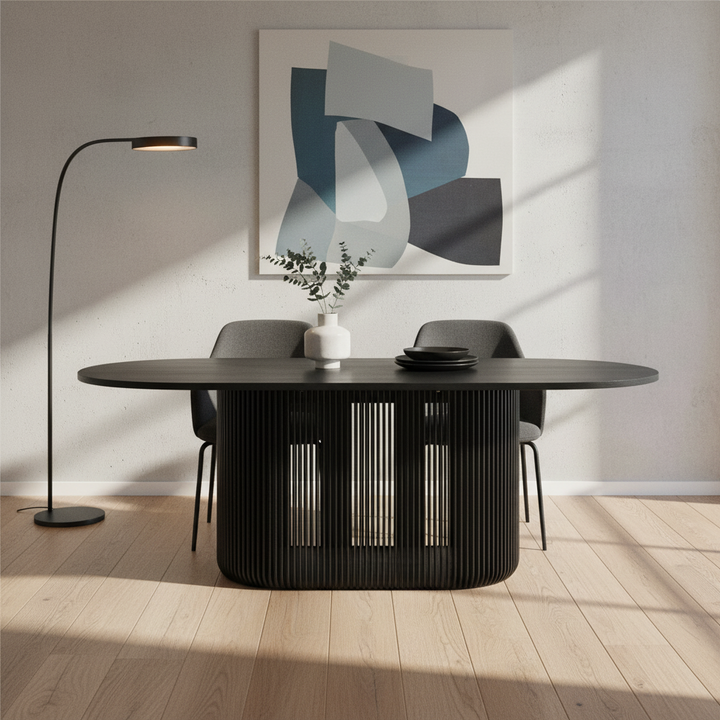 Arvena 2.2m Oval Dining Table - Black Stain