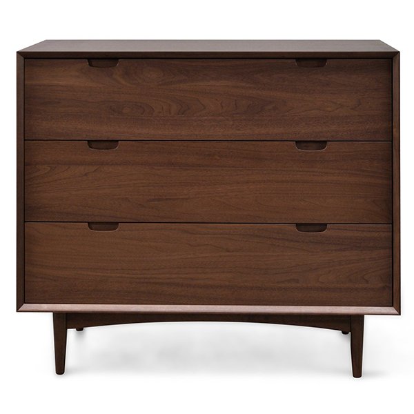 Asta 3 Drawer Chest Scandinavian Design - Walnut