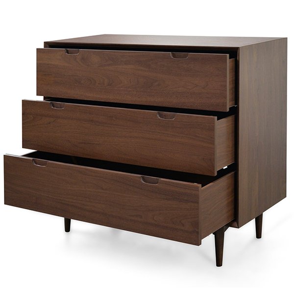 Asta 3 Drawer Chest Scandinavian Design - Walnut