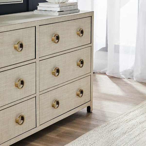 Astley 6 Drawer Upholstered Chest - Natural