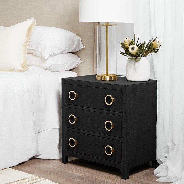 Astley Upholstered Bedside Table - Charcoal