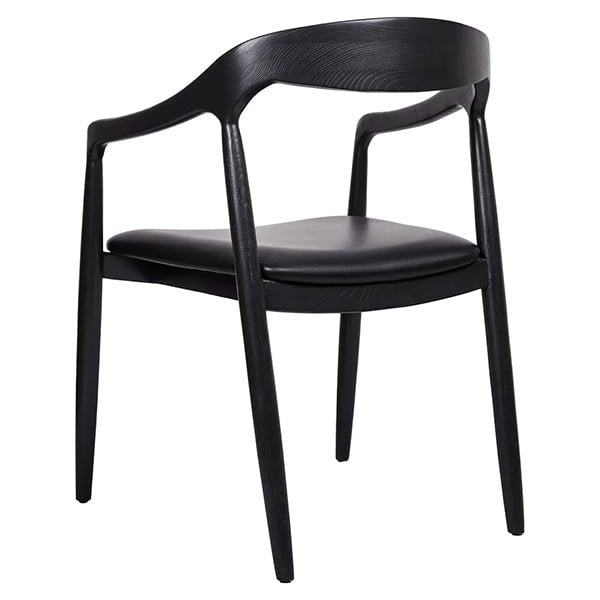 Astrid Ashwood Dining Chair - Black Leather