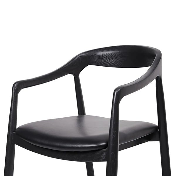 Astrid Ashwood Dining Chair - Black Leather