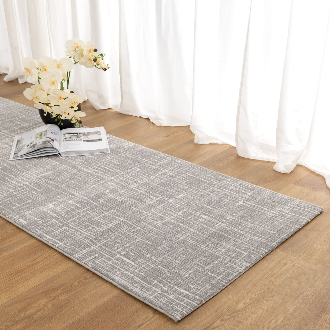 Atina Distressed Geo Lines Grey Rug